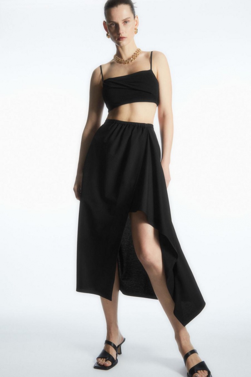 COS Square-neck Crop Felső Női Fekete | ZLS-621935