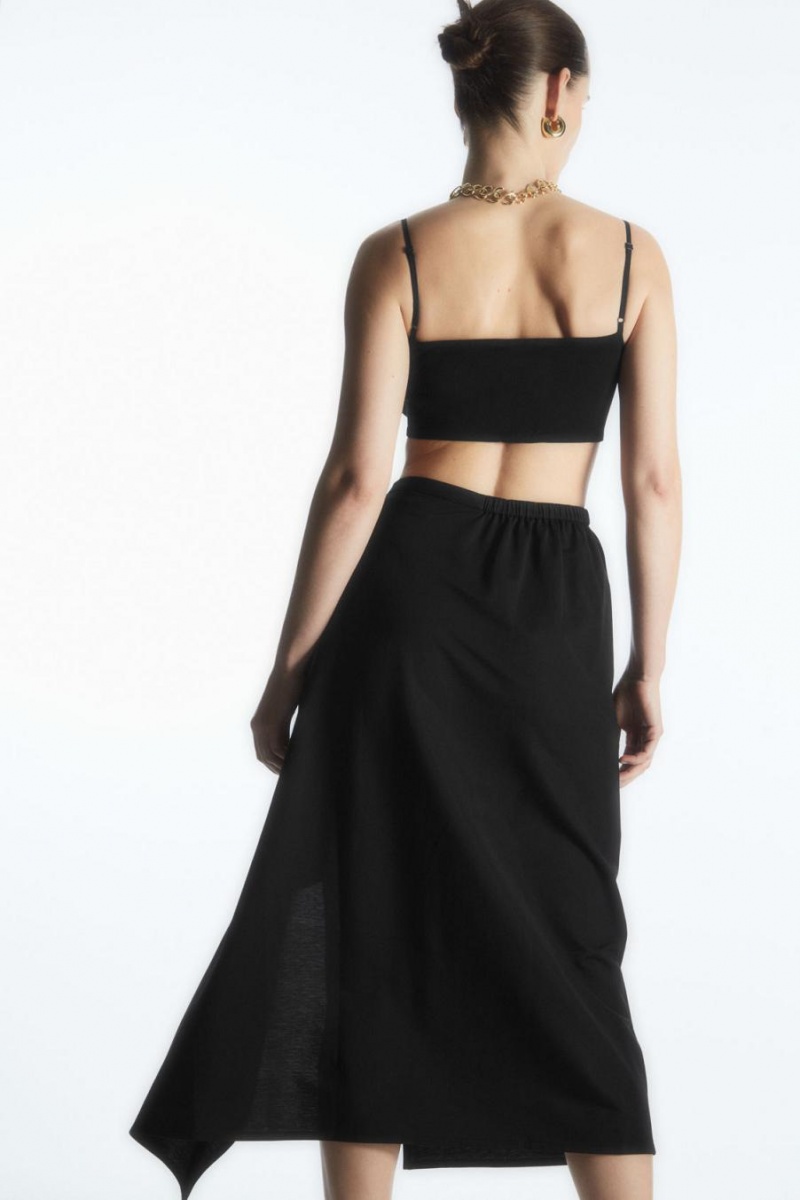 COS Square-neck Crop Felső Női Fekete | ZLS-621935