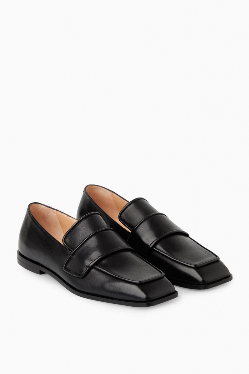 COS Square-toe Bőr Loafers Női Fekete | SVL-902654