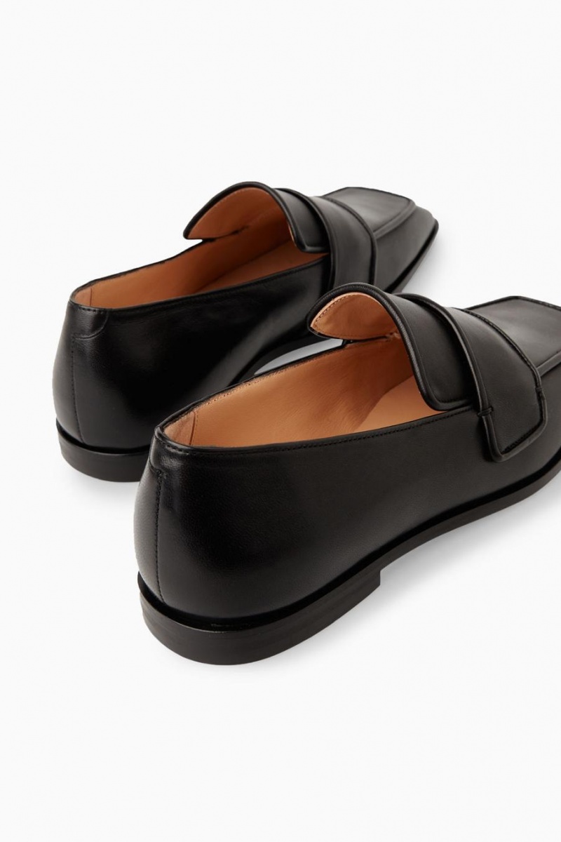COS Square-toe Bőr Loafers Női Fekete | SVL-902654