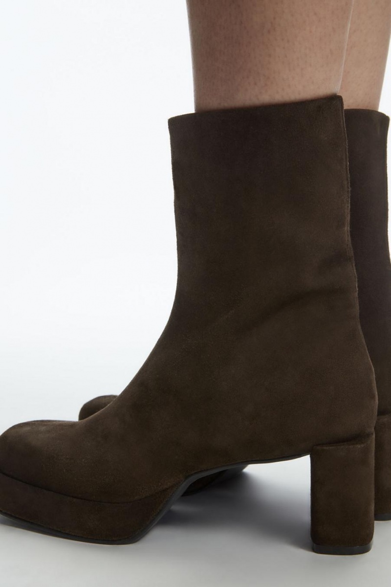 COS Square-toe Platform Csizma Női Sötétbarna | DEO-587310