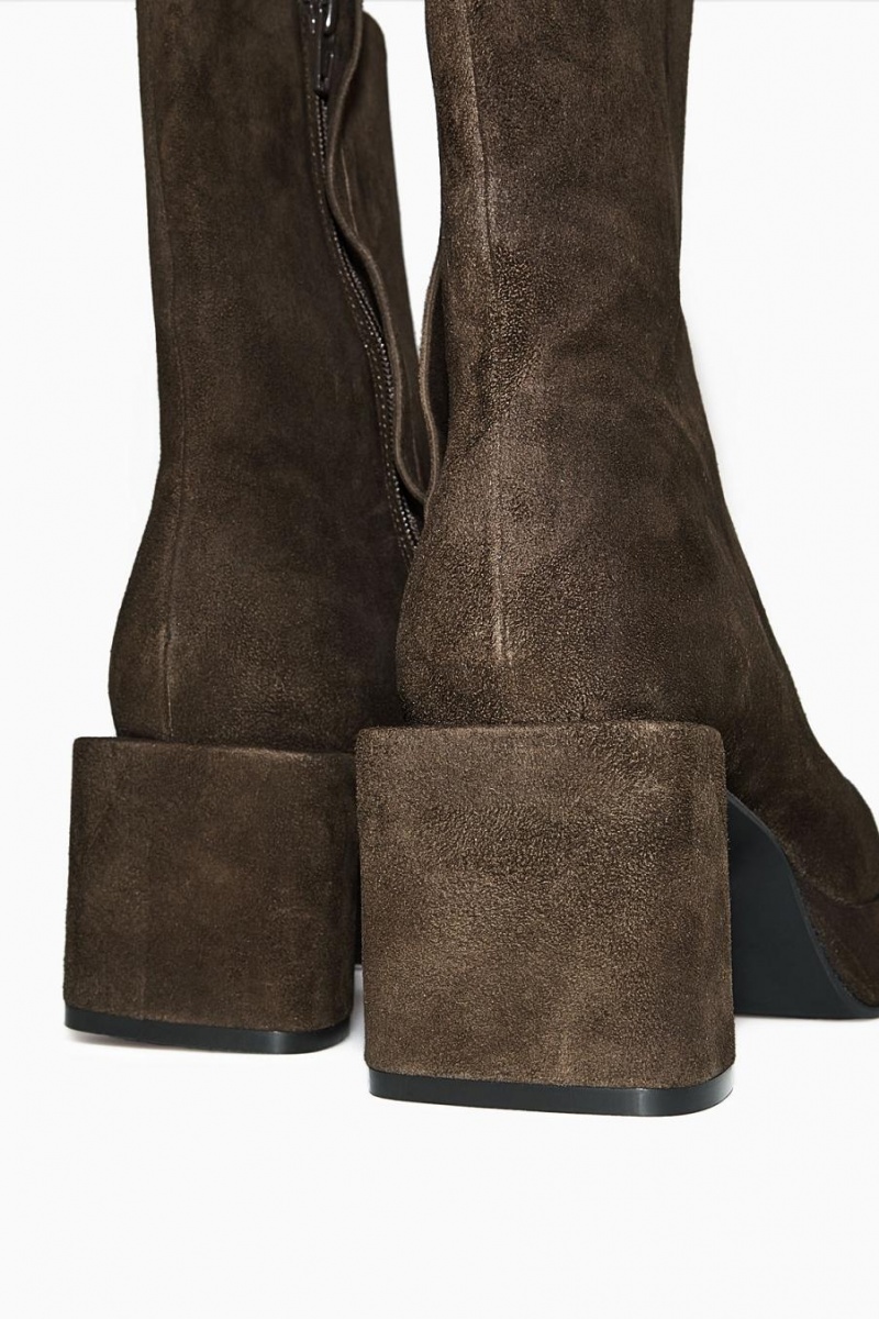 COS Square-toe Platform Csizma Női Sötétbarna | DEO-587310