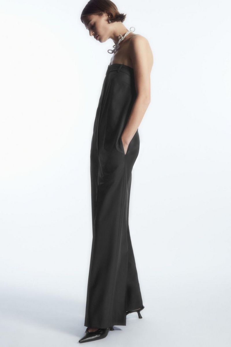 COS Strapless Gyapjú Tailored Jumpsuit Női Fekete | TXD-694837