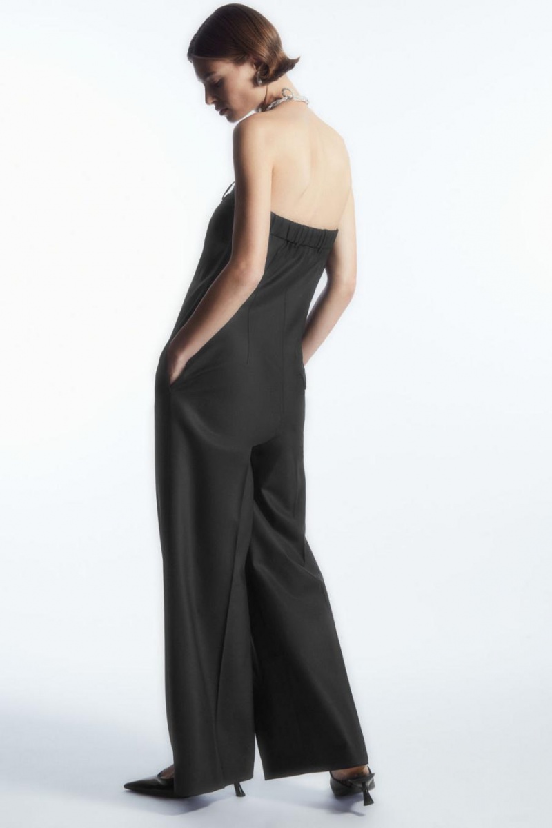 COS Strapless Gyapjú Tailored Jumpsuit Női Fekete | TXD-694837