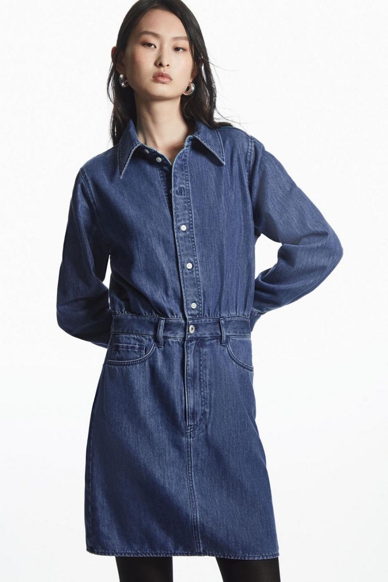 COS Structured Denim Shirt Ruha Női Kék | TYZ-954081