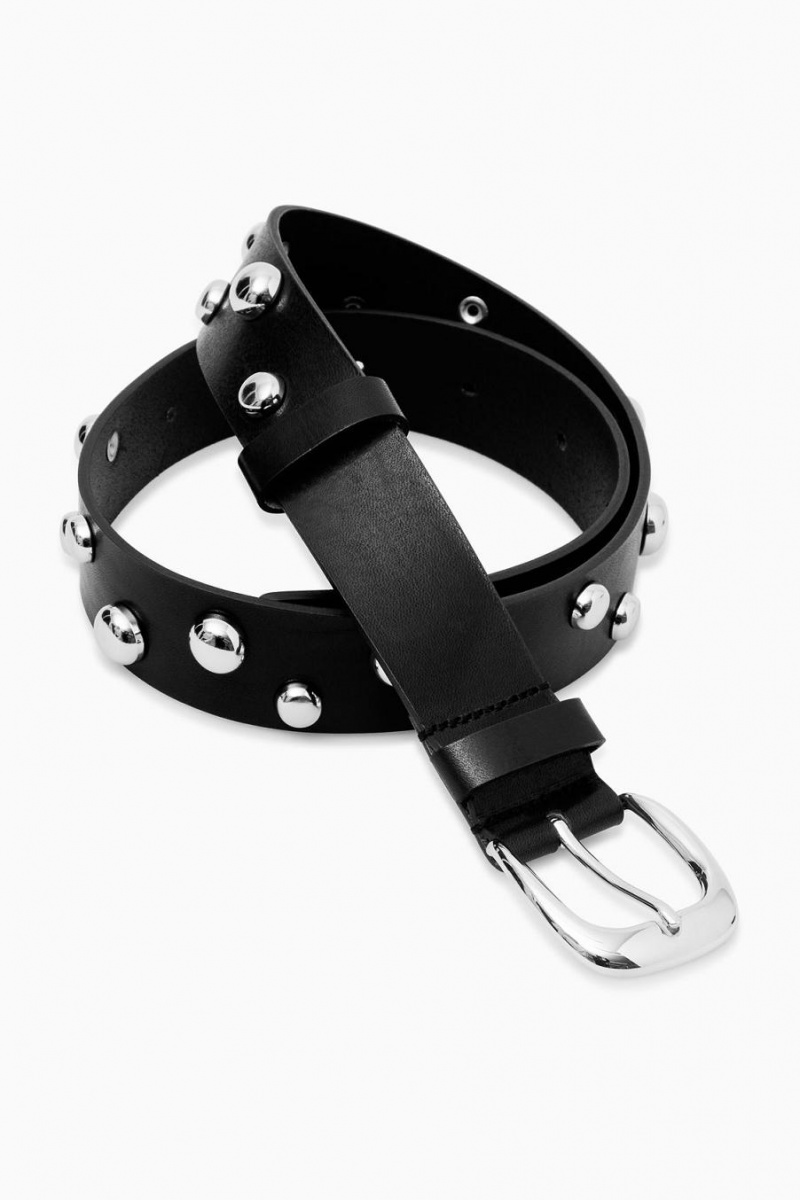 COS Studded Bőr Öv Női Fekete | UFA-817945