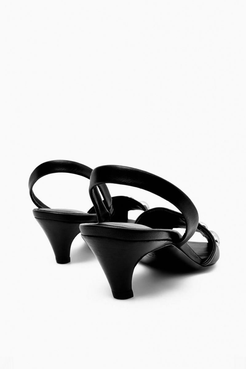 COS Studded Slingback Bőr Szandál Női Fekete | ALP-149062