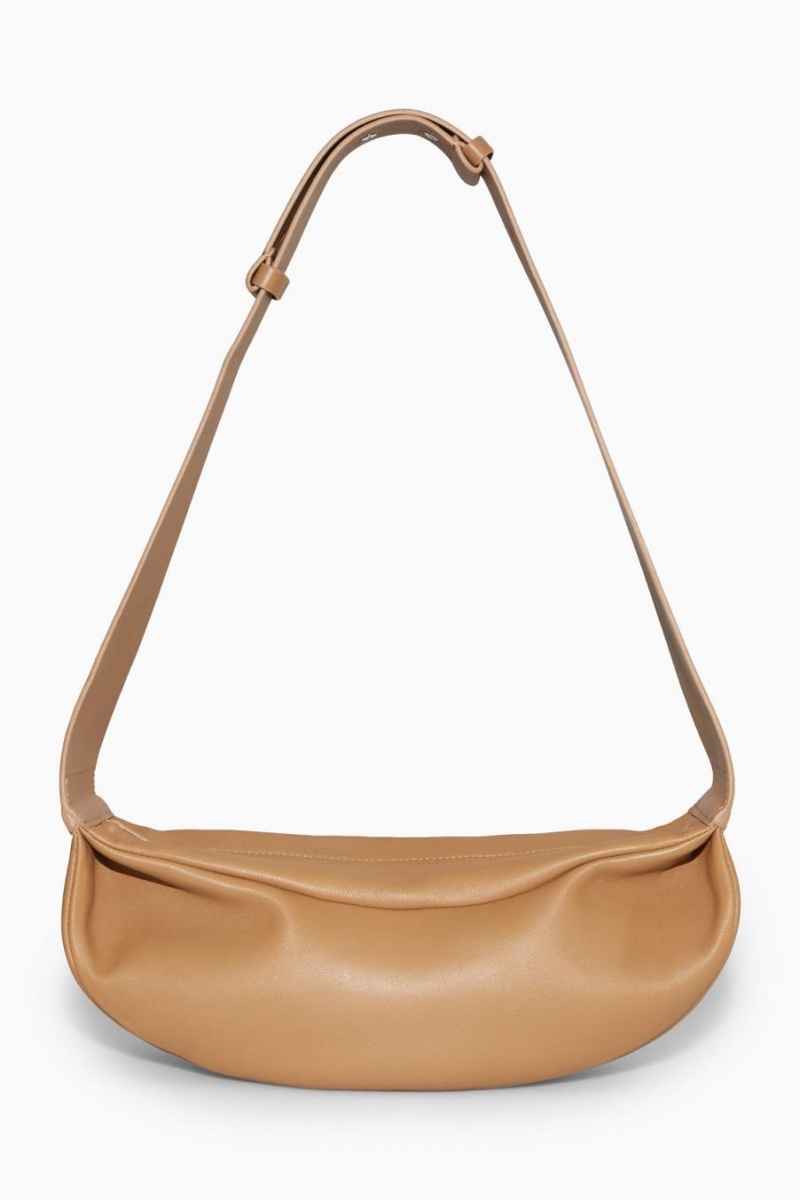 COS Swing - Bőr Crossbody Táska Női Bézs | DPO-890175