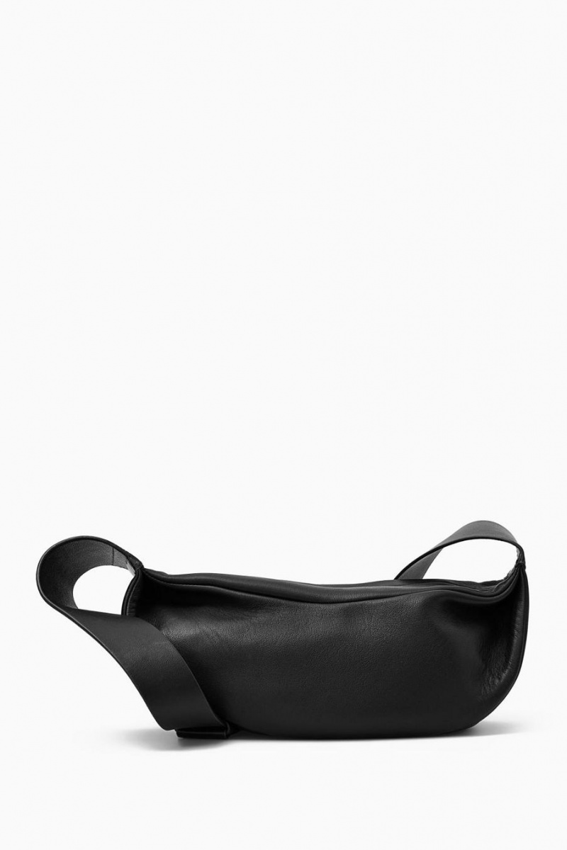 COS Swing - Bőr Crossbody Táska Női Fekete | DUN-173924