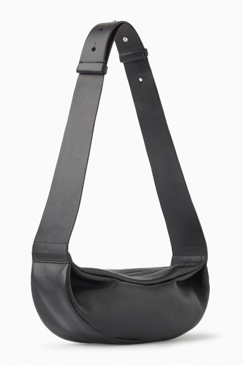 COS Swing - Bőr Crossbody Táska Női Fekete | DUN-173924