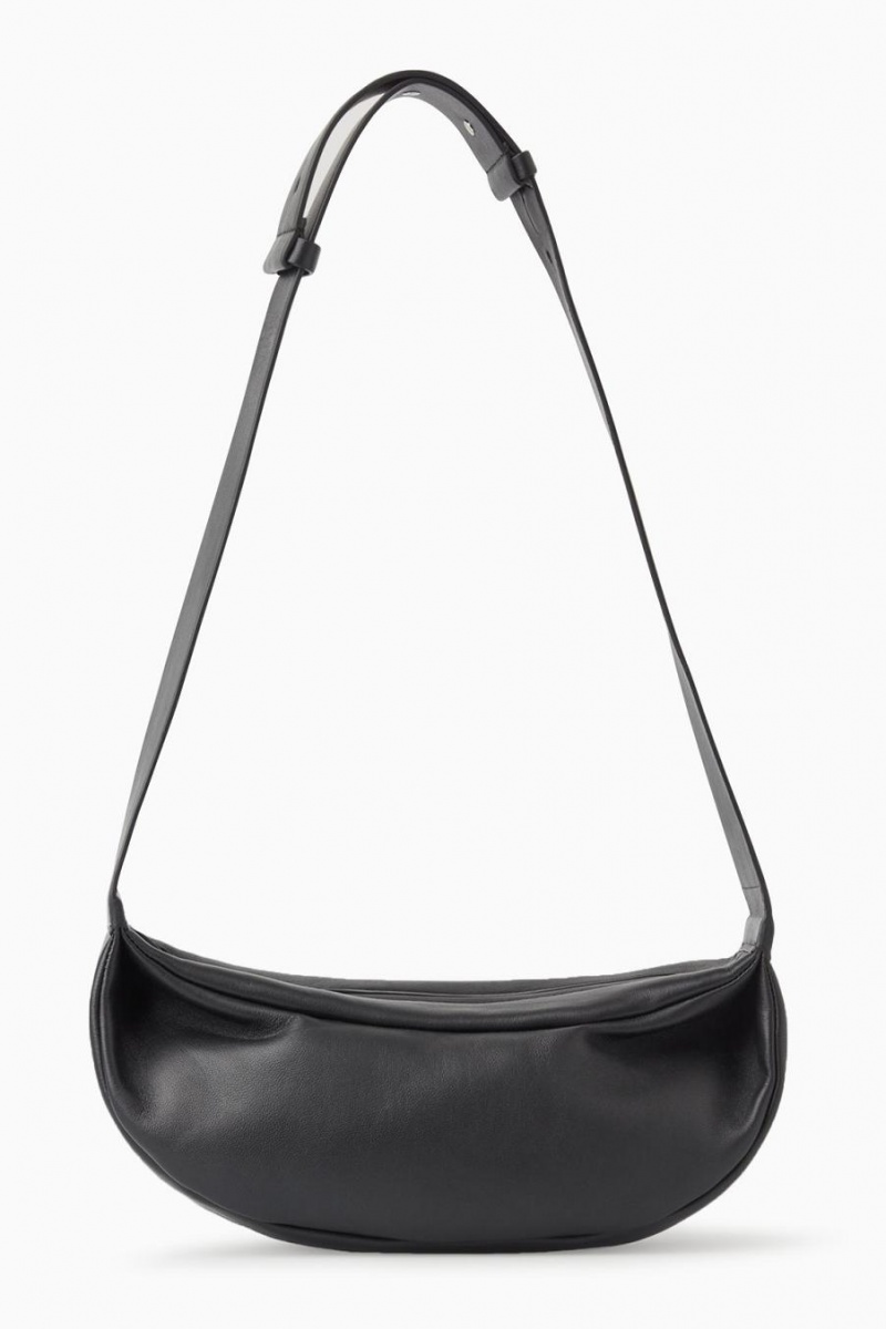 COS Swing - Bőr Crossbody Táska Női Fekete | DUN-173924