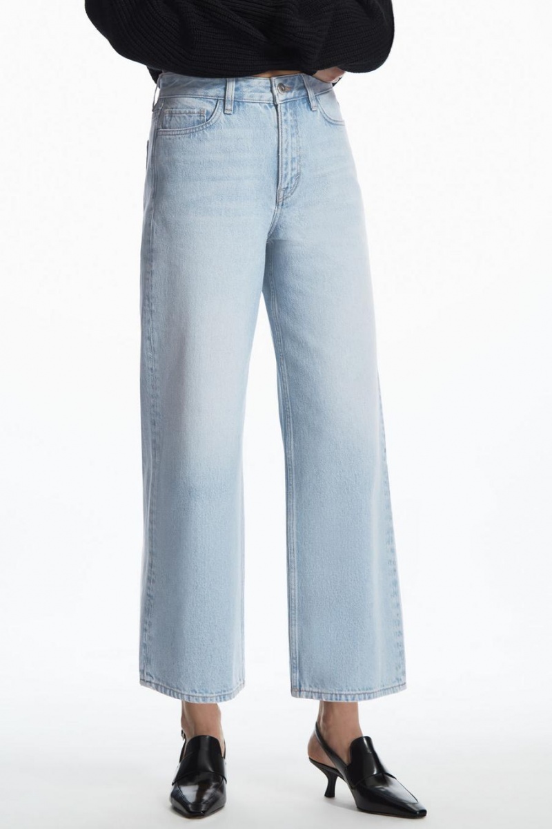COS Széles Cipő-leg High-rise Ankle-length Farmernadrág Női Kék | MEB-136429