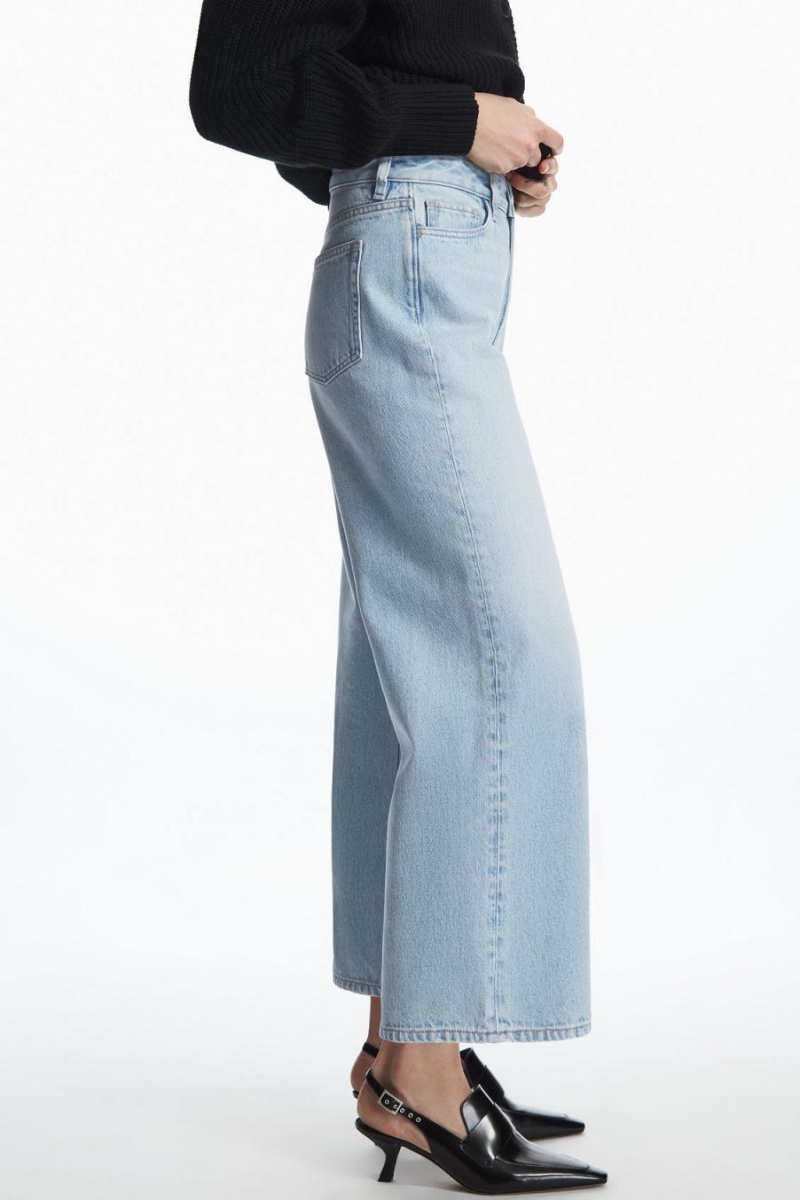 COS Széles Cipő-leg High-rise Ankle-length Farmernadrág Női Kék | MEB-136429