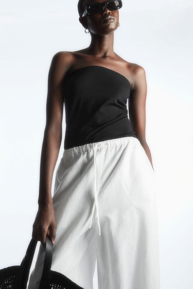 COS Széles Cipő-leg Linen Drawstring Nadrág Női Fehér | BDC-694715