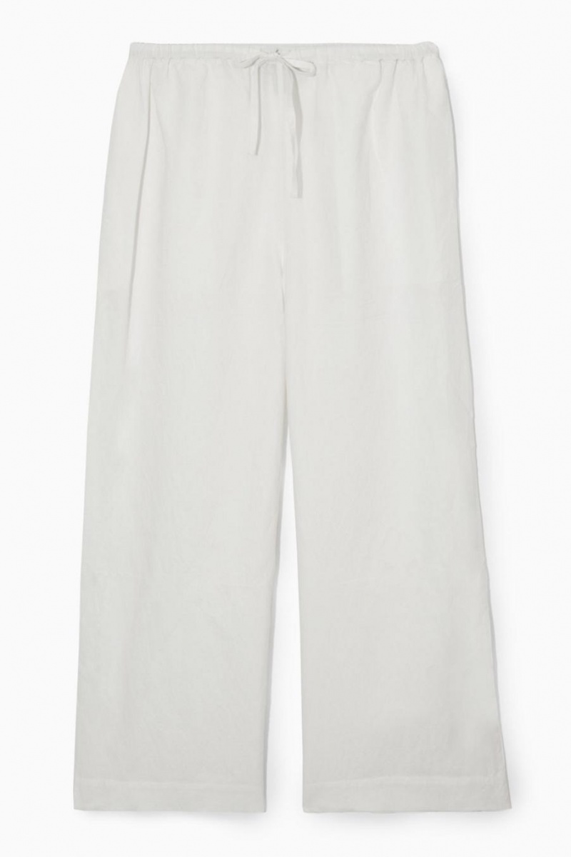 COS Széles Cipő-leg Linen Drawstring Nadrág Női Fehér | BDC-694715
