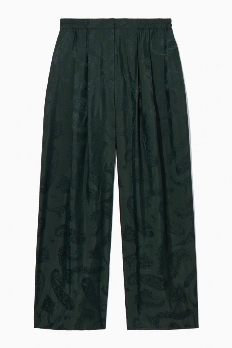 COS Széles Cipő-leg Paisley-jacquard Nadrág Női Sötétzöld | HTK-216034