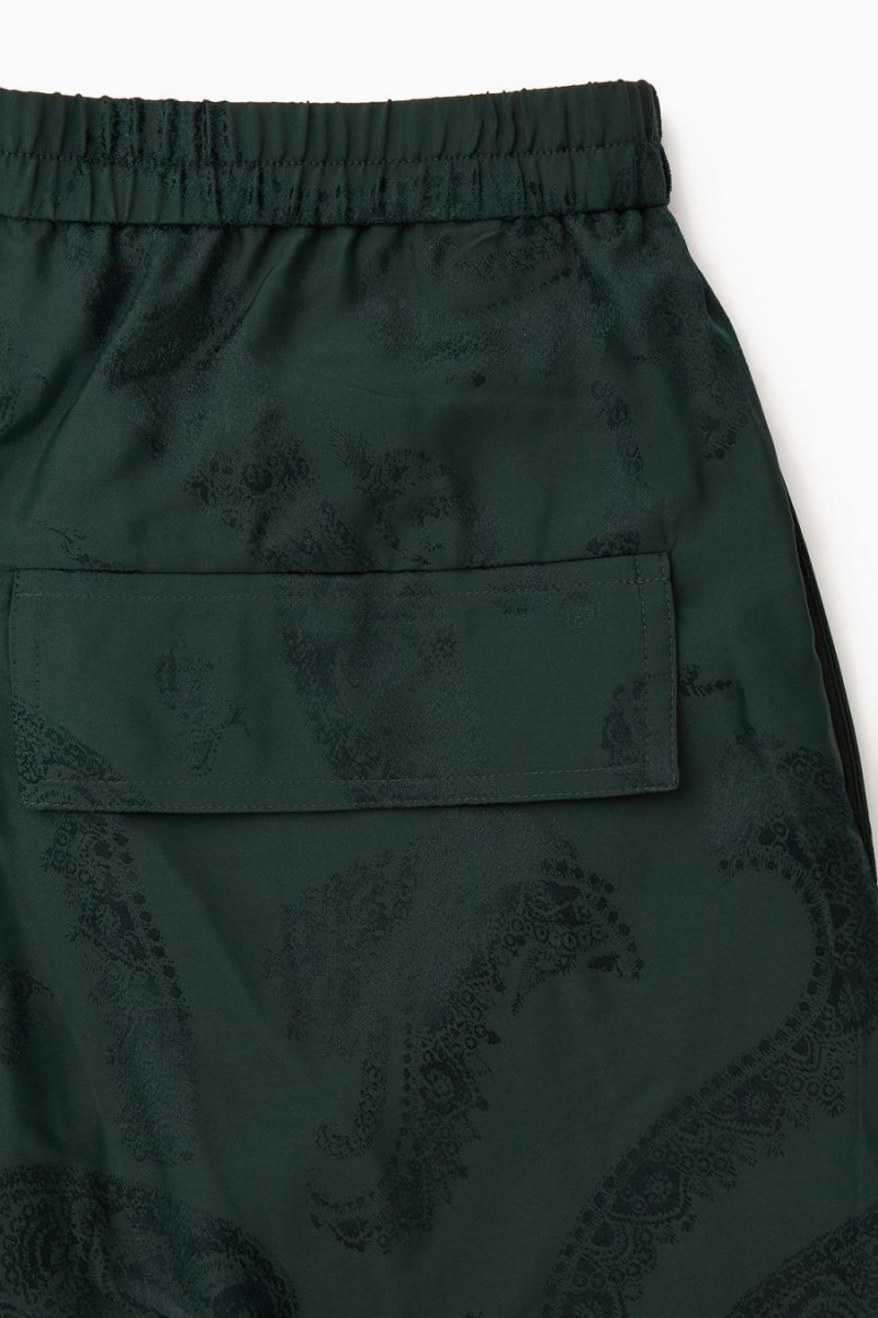 COS Széles Cipő-leg Paisley-jacquard Nadrág Női Sötétzöld | HTK-216034