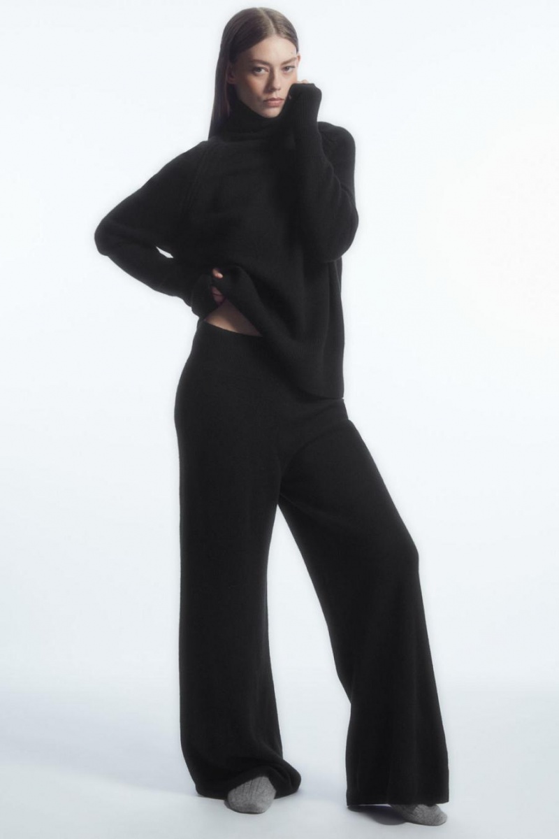 COS Széles Cipő-leg Pure Cashmere Nadrág Női Fekete | FSC-904821