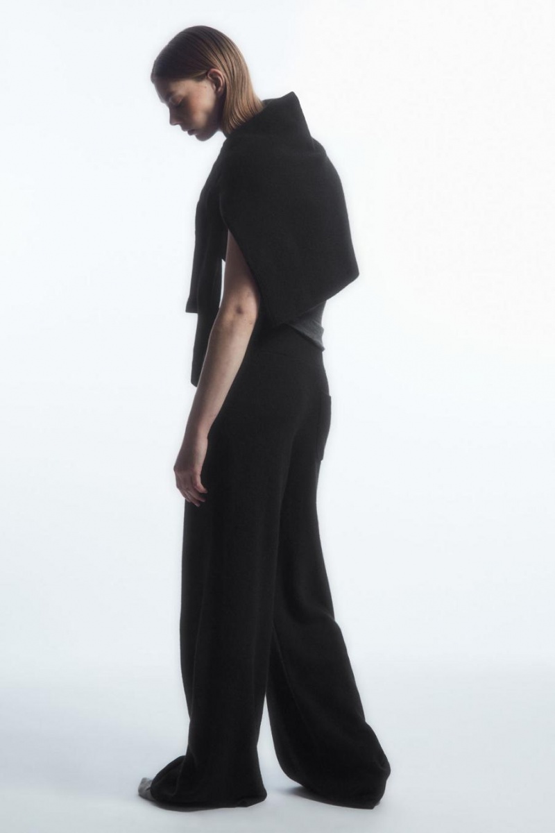 COS Széles Cipő-leg Pure Cashmere Nadrág Női Fekete | FSC-904821