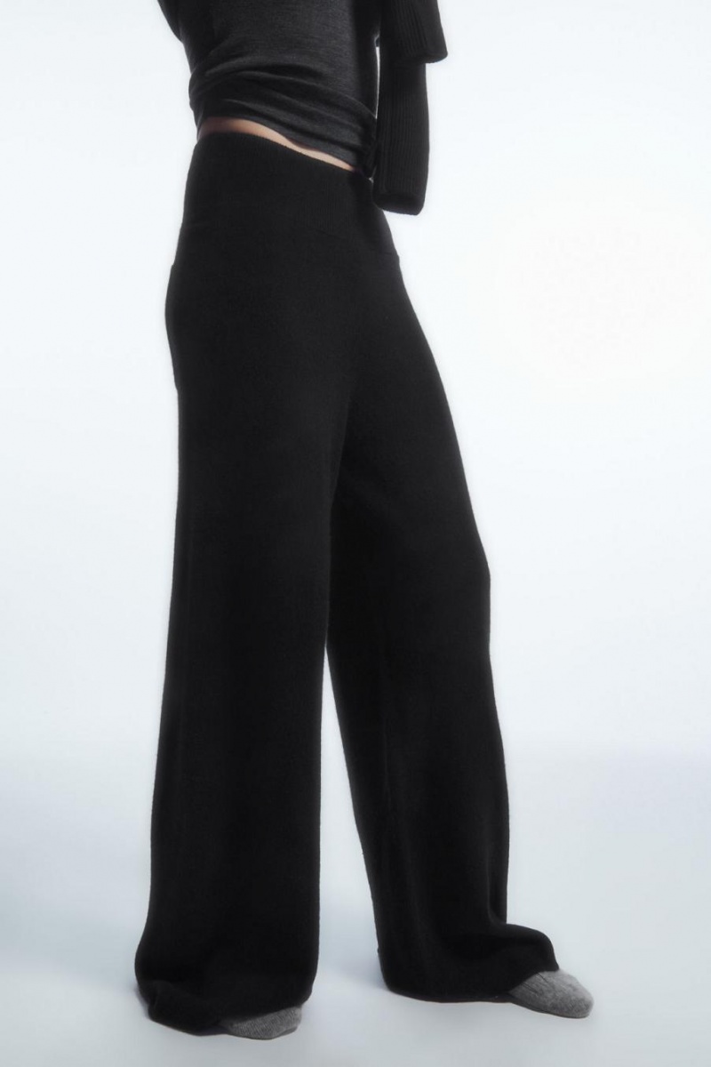COS Széles Cipő-leg Pure Cashmere Nadrág Női Fekete | FSC-904821