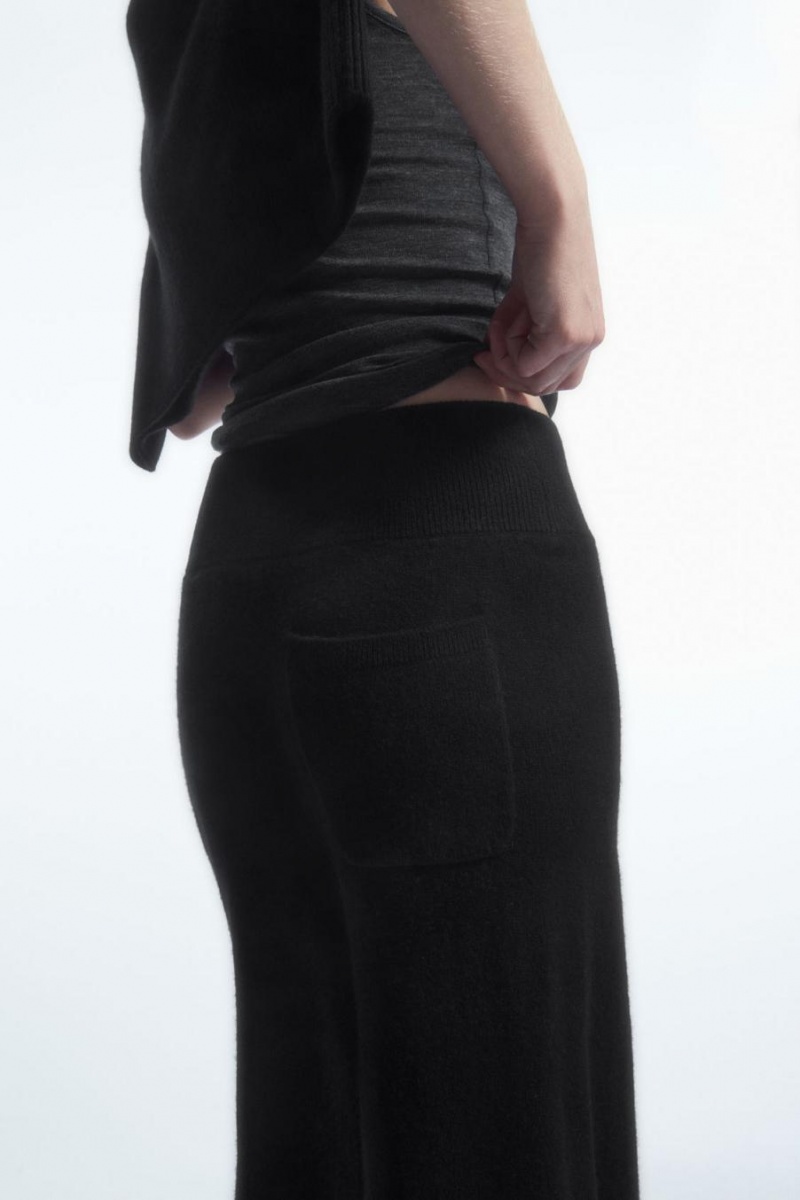 COS Széles Cipő-leg Pure Cashmere Nadrág Női Fekete | FSC-904821