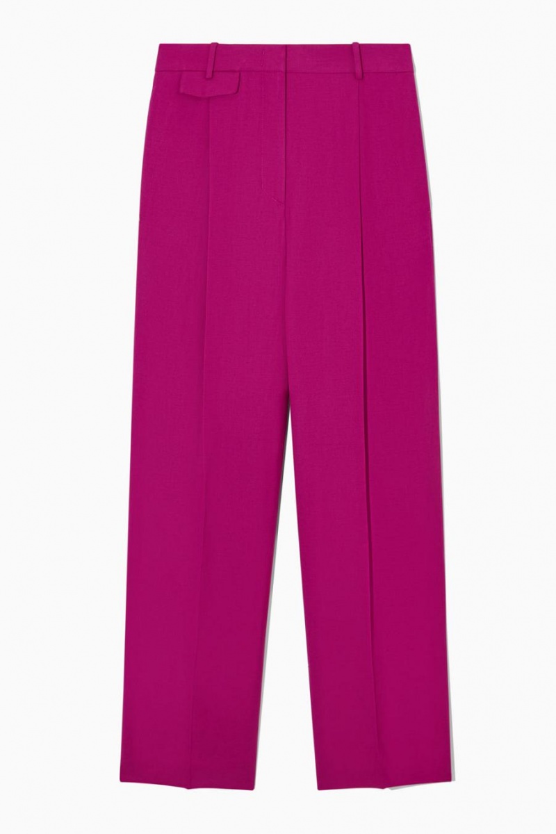 COS Széles Cipő-leg Redőzött Linen-blend Nadrág Női Világos Rózsaszín | OSU-271859