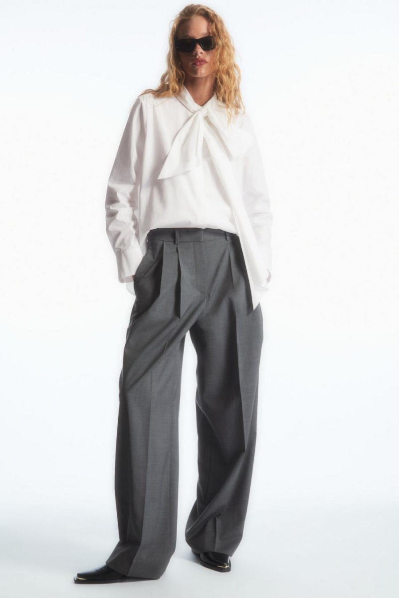 COS Széles Cipő-leg Tailored Gyapjú Nadrág Női Szürke | MTY-718052