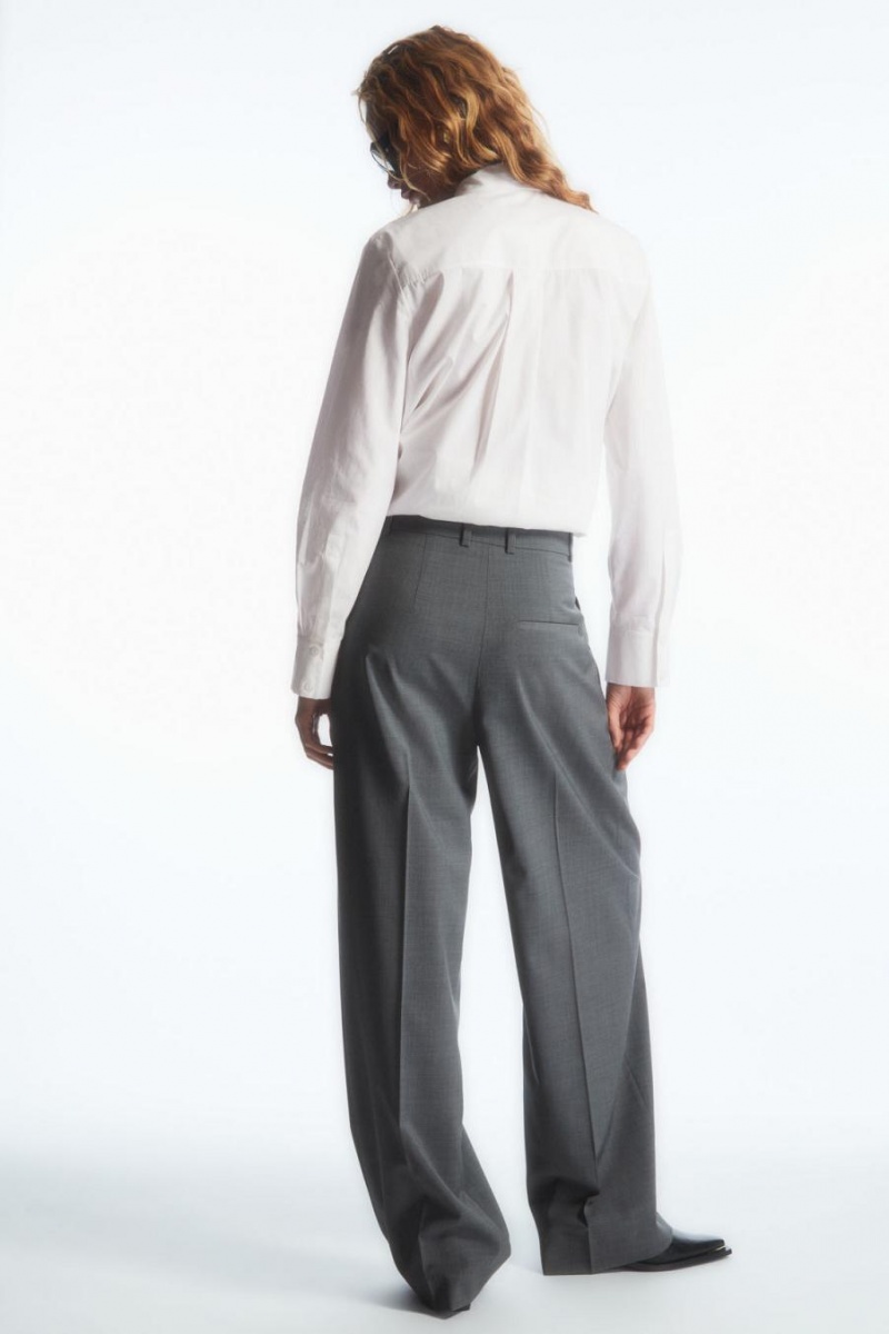 COS Széles Cipő-leg Tailored Gyapjú Nadrág Női Szürke | MTY-718052