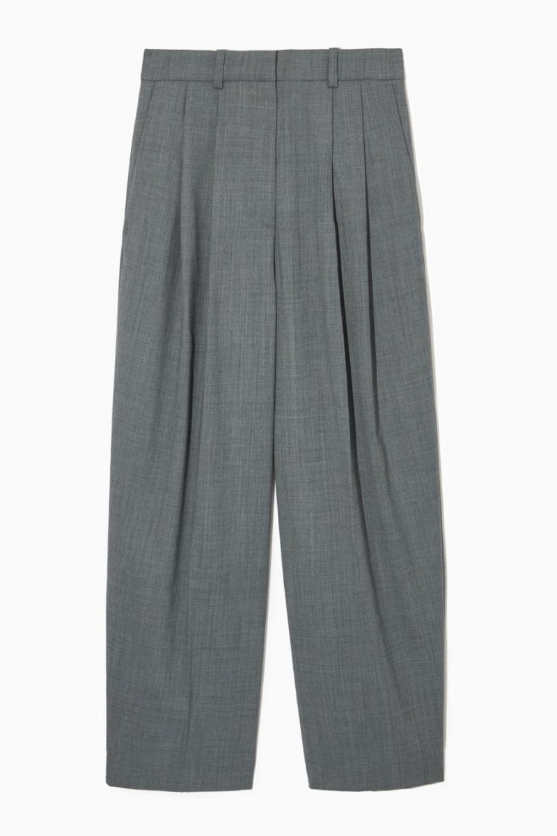 COS Széles Cipő-leg Tailored Gyapjú-blend Nadrág Női Szürke | JMQ-213685