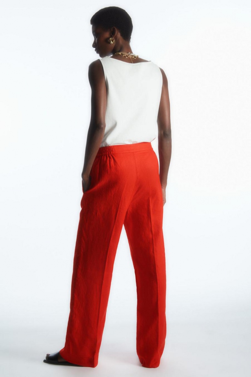 COS Széles Cipő-leg Tailored Linen Nadrág Női Világos Narancssárga | AKH-965134