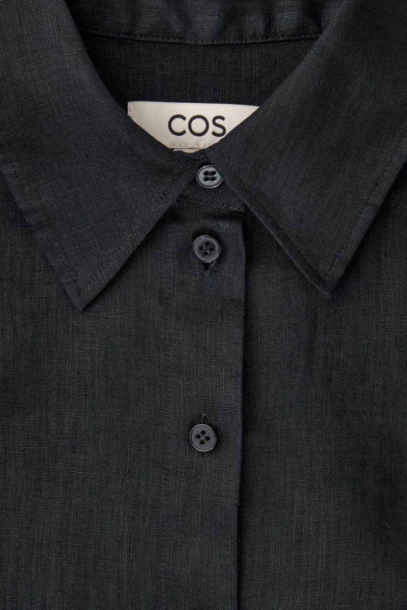 COS Széles Cipő-sleeved Linen Ing Női Sötétkék | KDV-420586