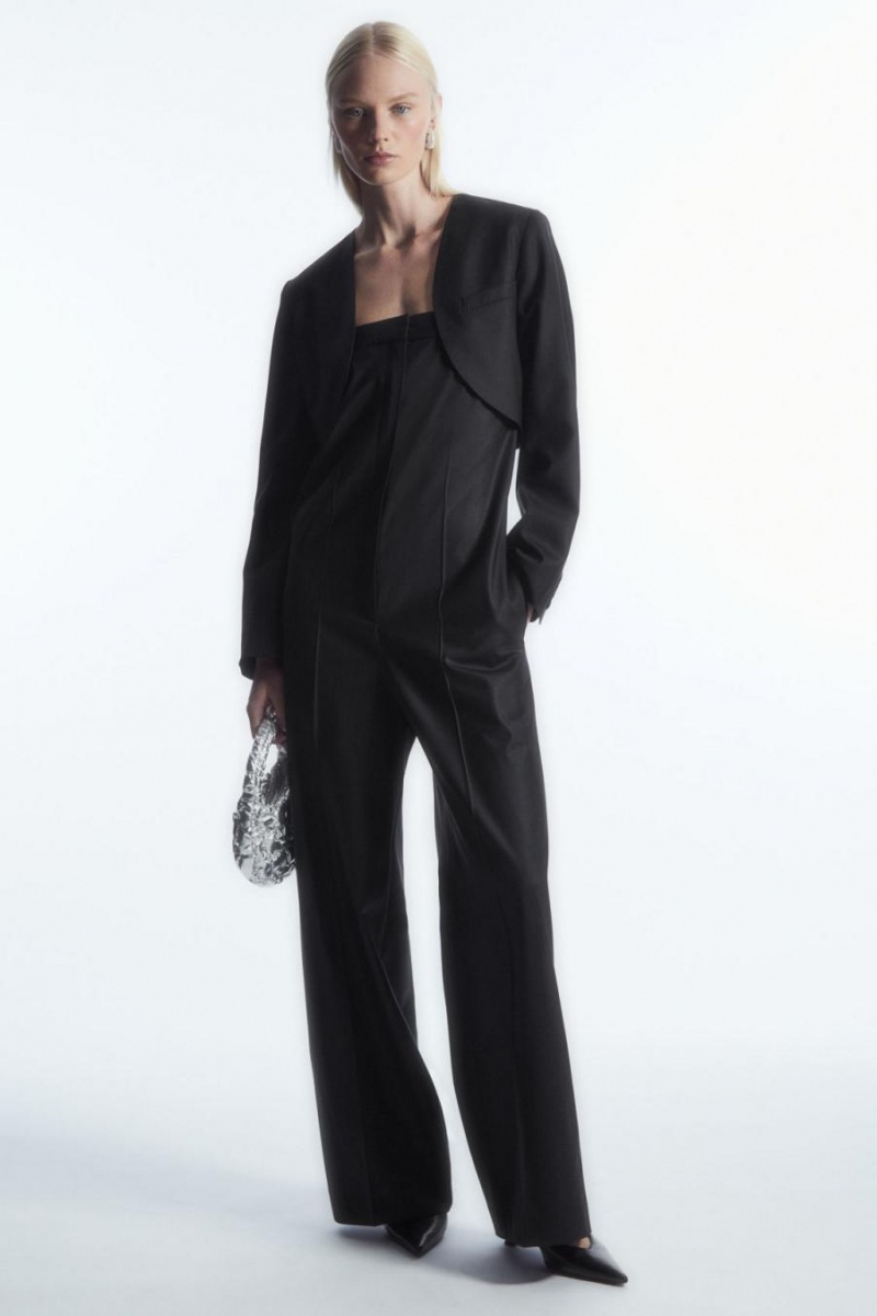 COS Tailored Cropped Bolero Kabát Női Fekete | PWK-486901