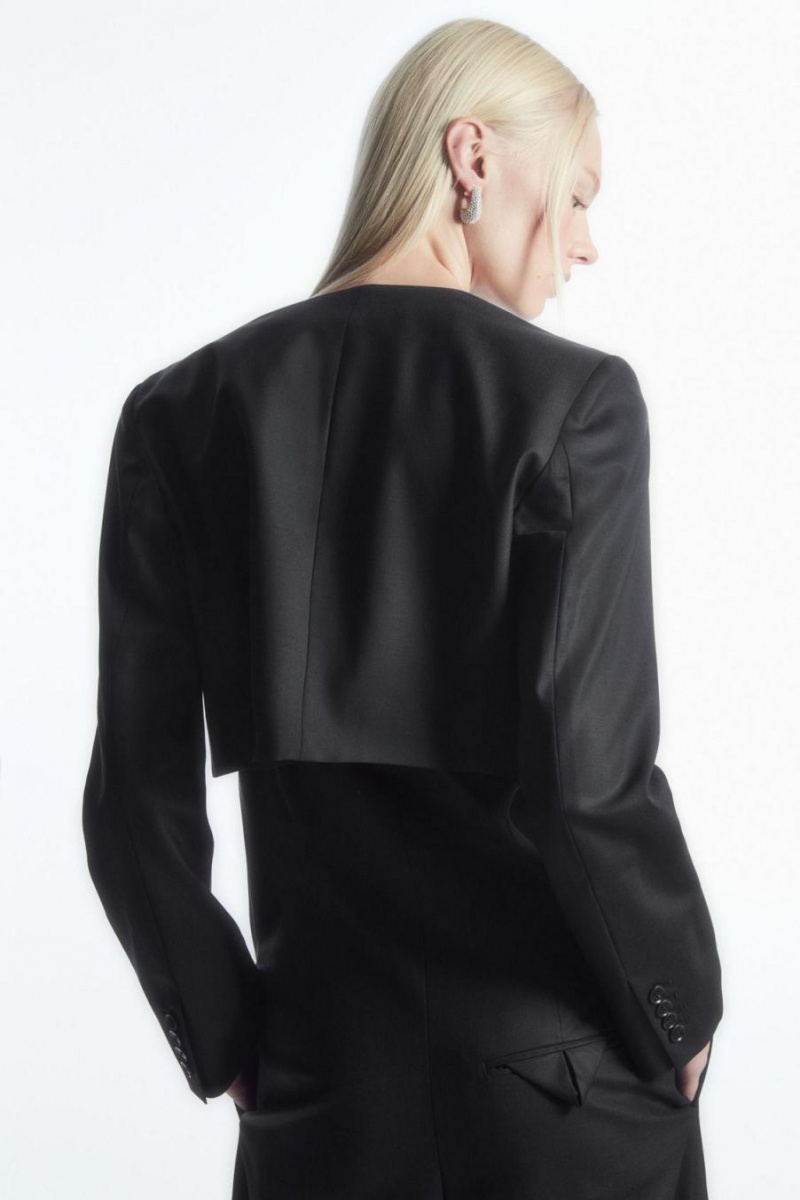 COS Tailored Cropped Bolero Kabát Női Fekete | PWK-486901