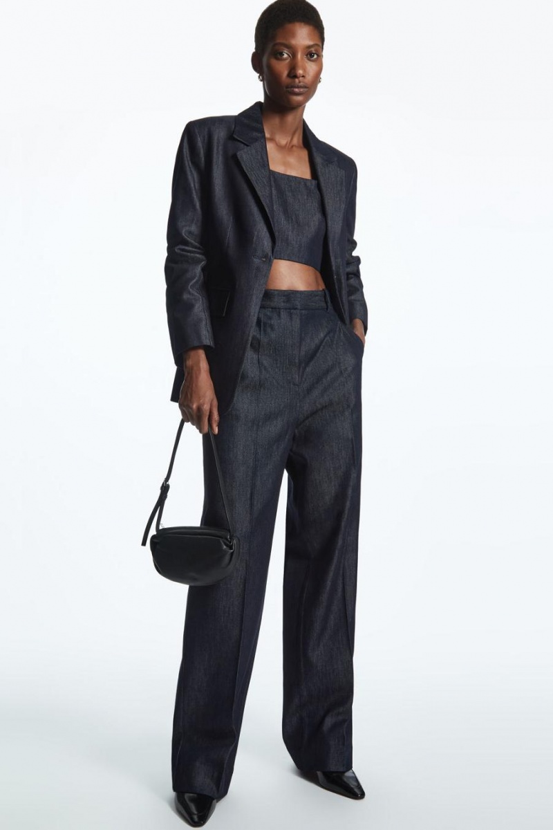 COS Tailored Egyenes-leg Denim Nadrág Női Sötétkék | NHQ-398267