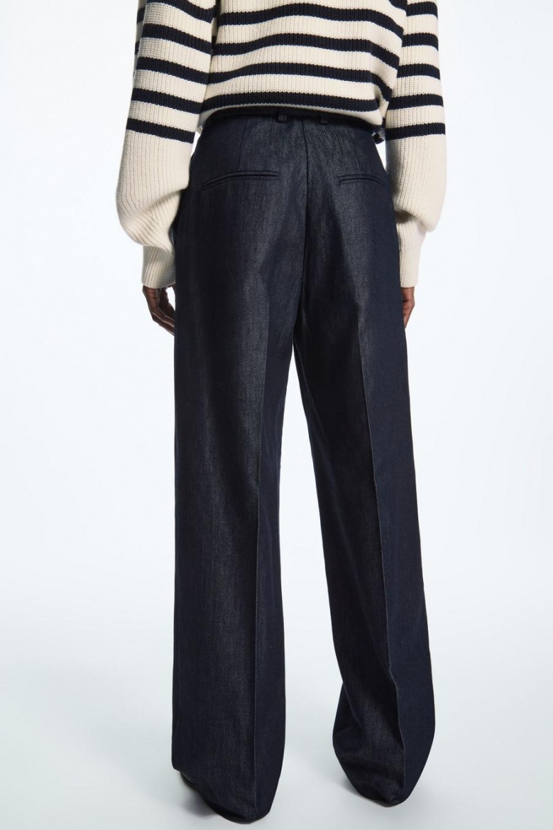 COS Tailored Egyenes-leg Denim Nadrág Női Sötétkék | NHQ-398267