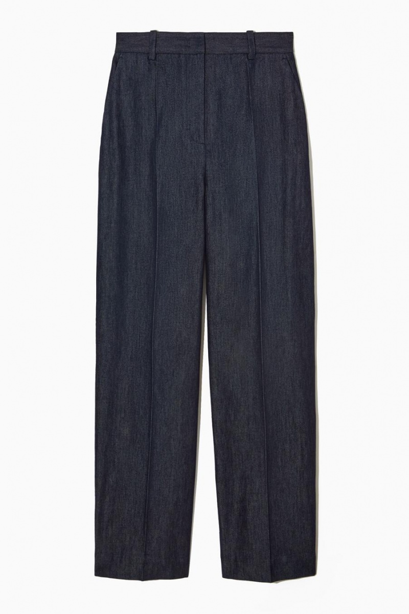 COS Tailored Egyenes-leg Denim Nadrág Női Sötétkék | NHQ-398267