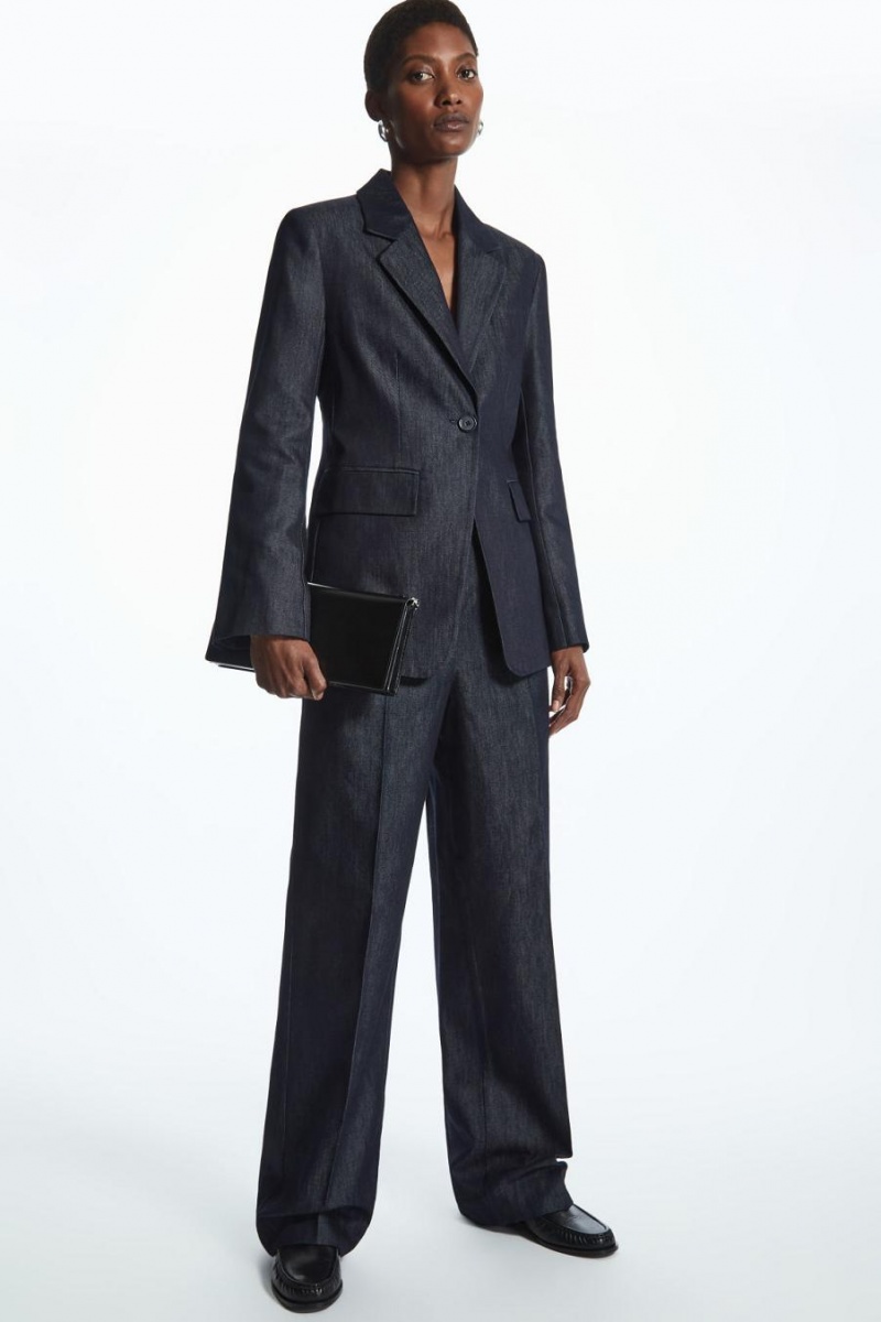 COS Tailored Egyenes-leg Denim Nadrág Női Sötétkék | NHQ-398267