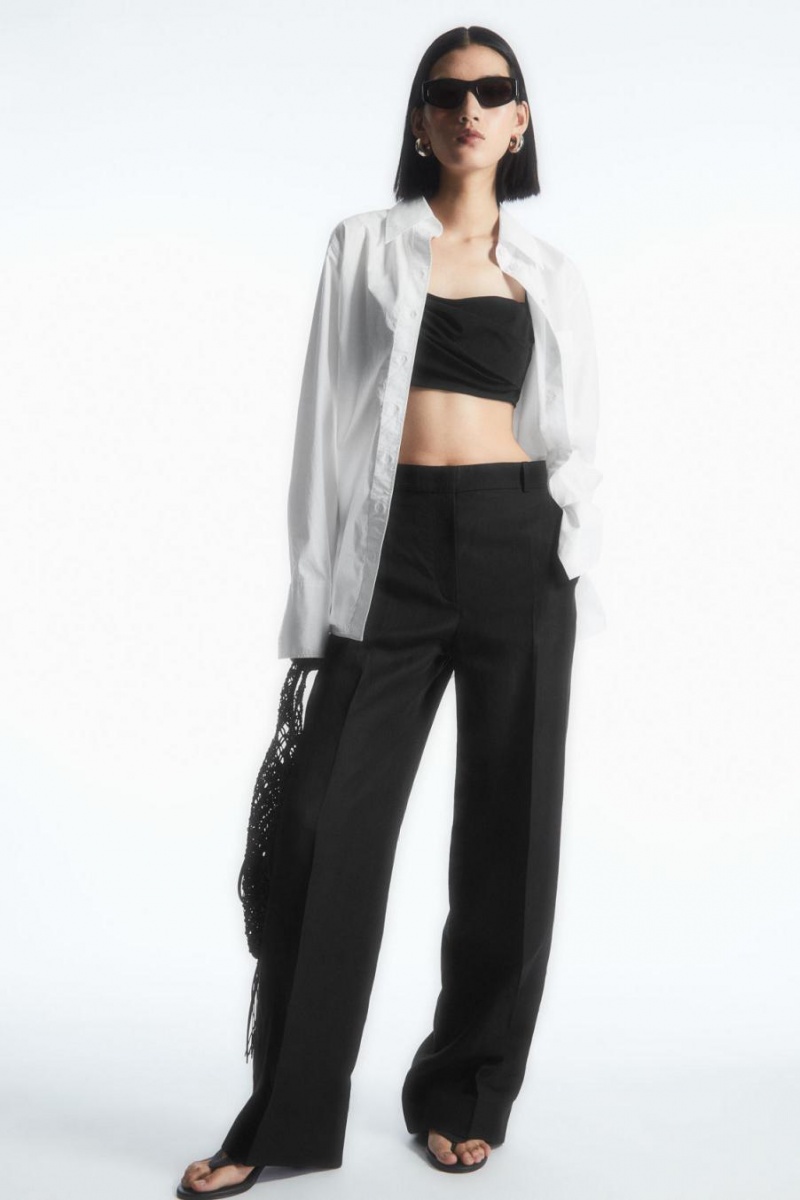 COS Tailored Egyenes-leg Nadrág Női Fekete | PXK-487901