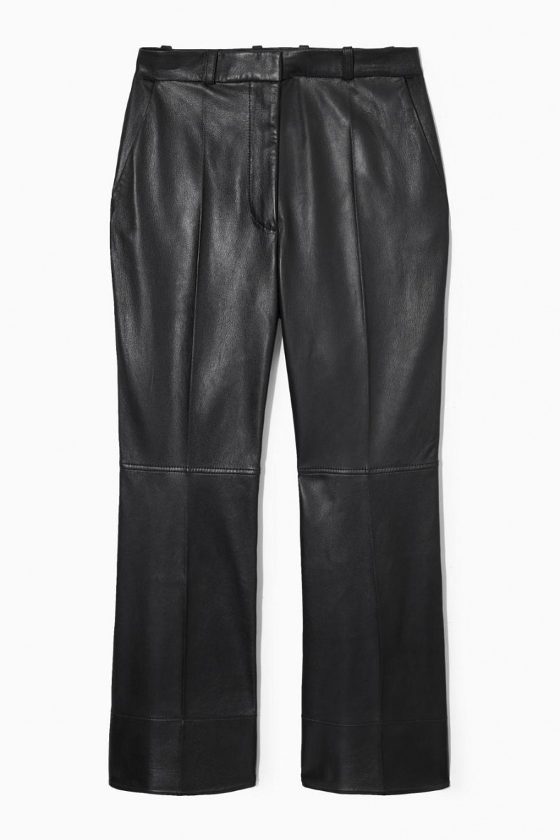 COS Tailored Flared Bőr Nadrág Női Fekete | PSC-327569