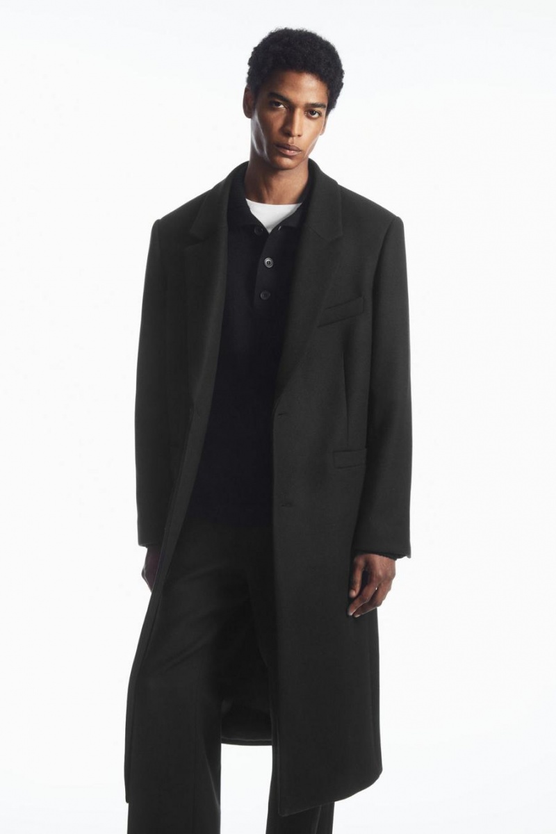 COS Tailored Gyapjú Kabát Férfi Fekete | NQE-679135