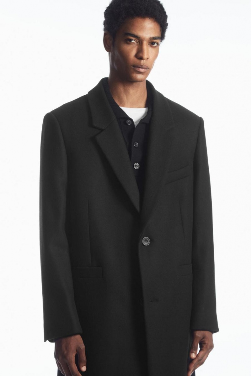 COS Tailored Gyapjú Kabát Férfi Fekete | NQE-679135