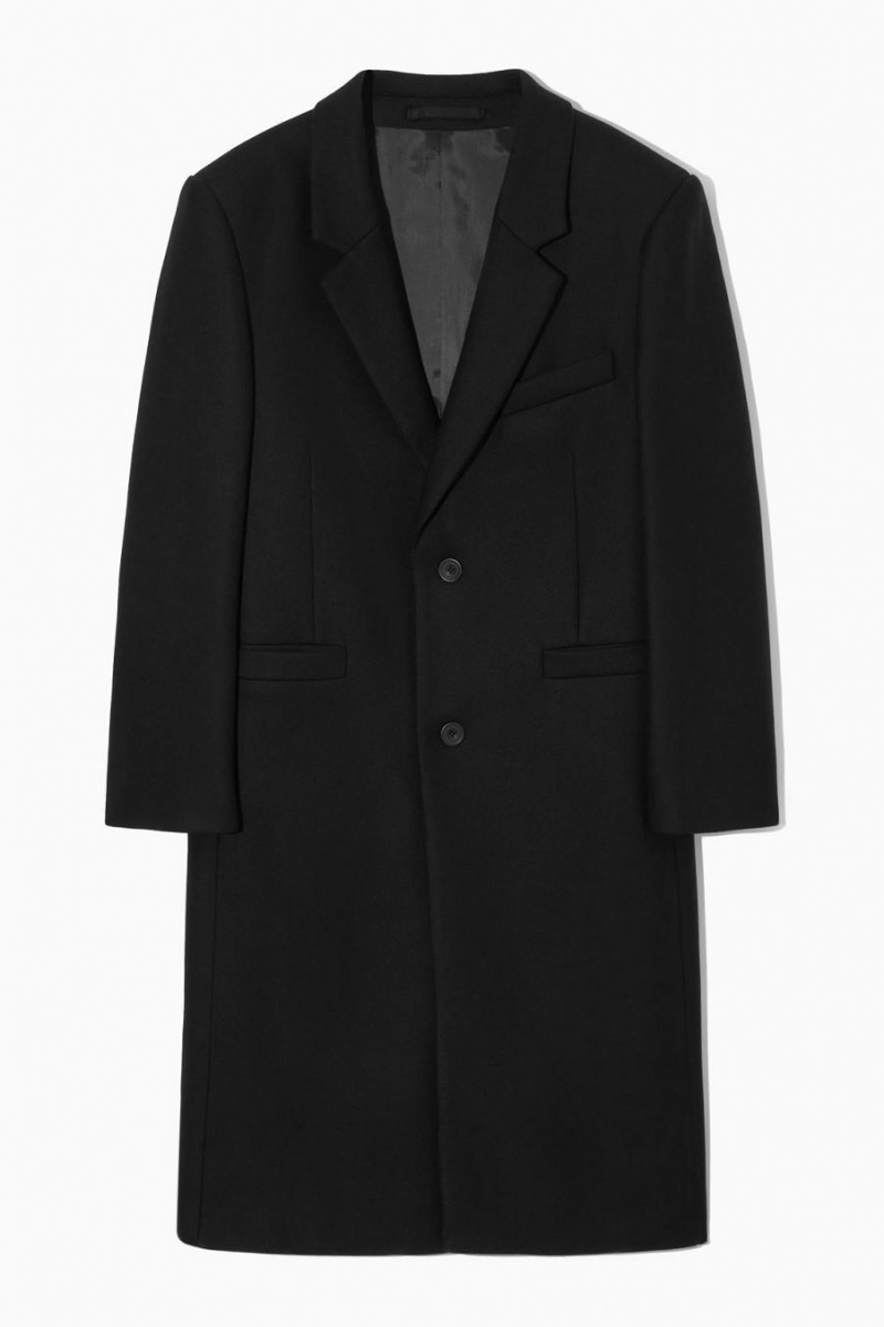 COS Tailored Gyapjú Kabát Férfi Fekete | NQE-679135