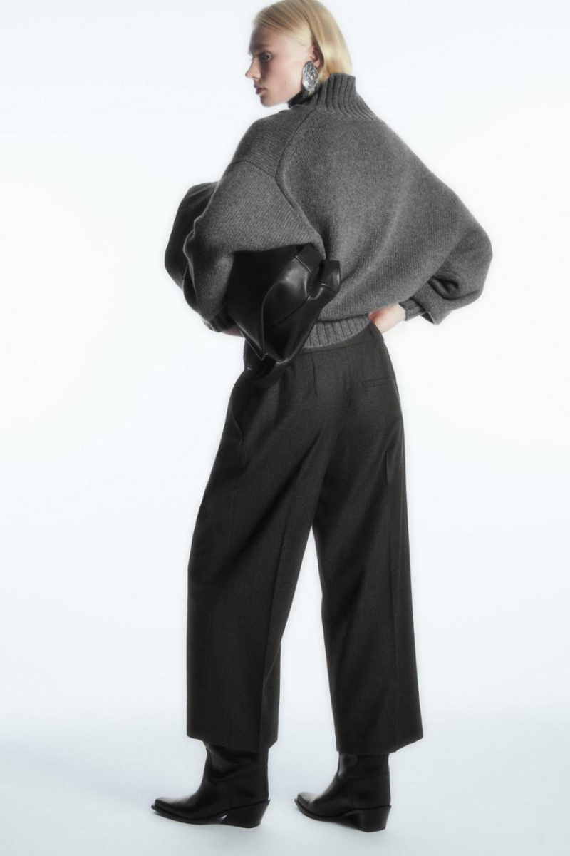 COS Tailored Gyapjú-flannel Culottes Nadrág Női Sötétszürke | VMB-716204