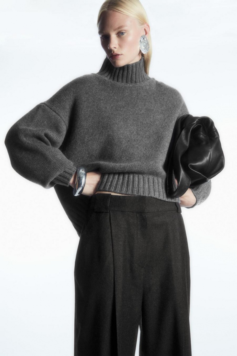 COS Tailored Gyapjú-flannel Culottes Nadrág Női Sötétszürke | VMB-716204