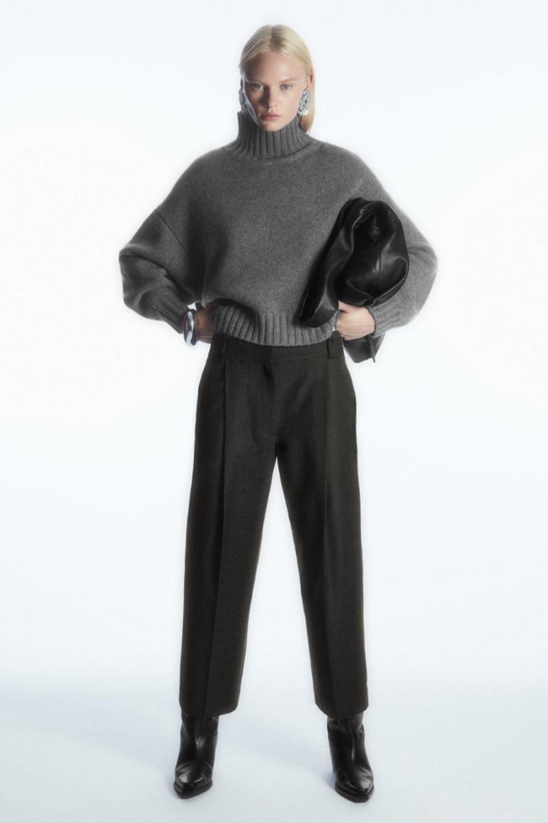 COS Tailored Gyapjú-flannel Culottes Nadrág Női Sötétszürke | VMB-716204