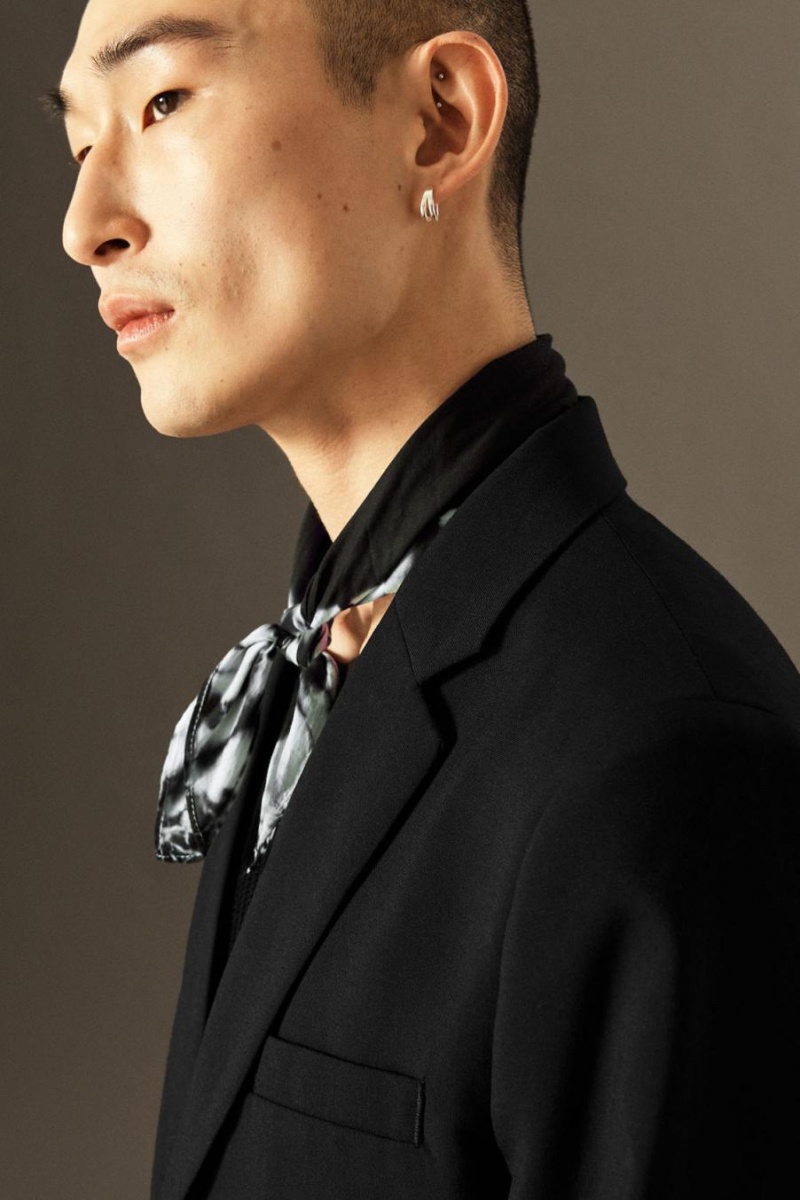 COS Tailored Gyapjú-flannel - Regular Blézer Férfi Fekete | AUG-371926