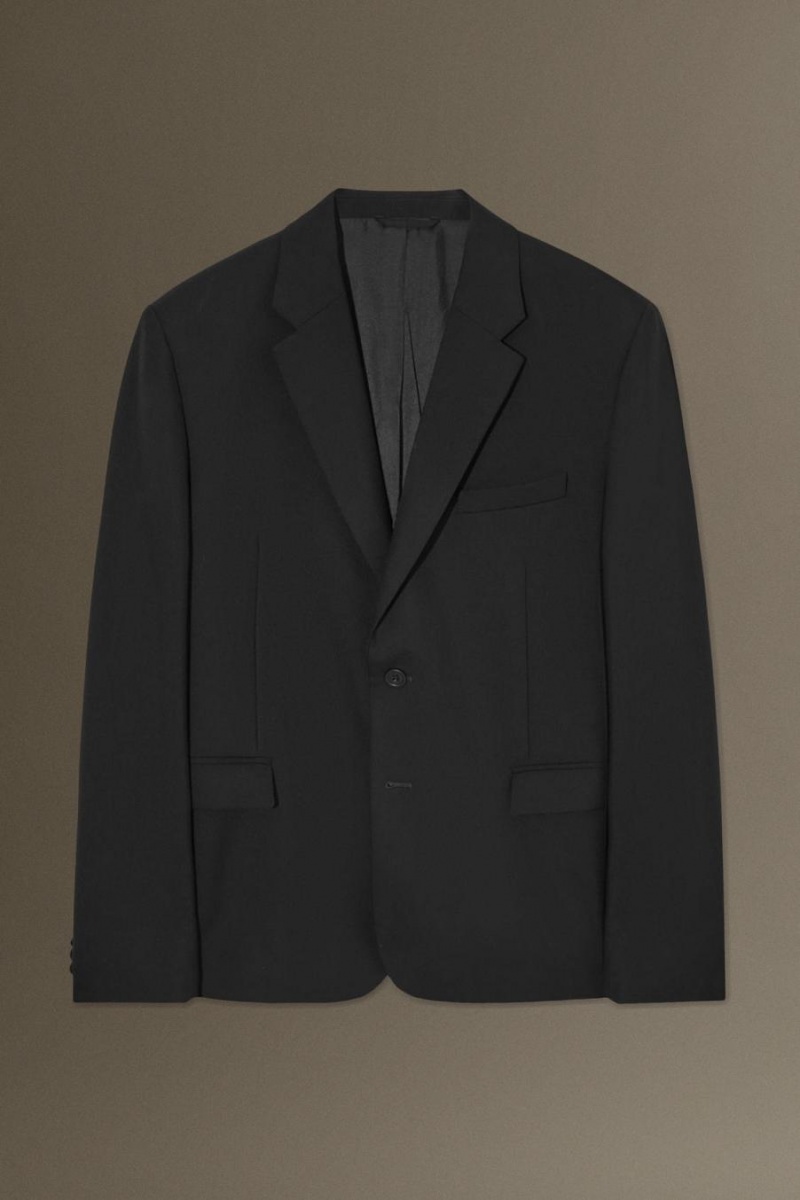 COS Tailored Gyapjú-flannel - Regular Blézer Férfi Fekete | AUG-371926