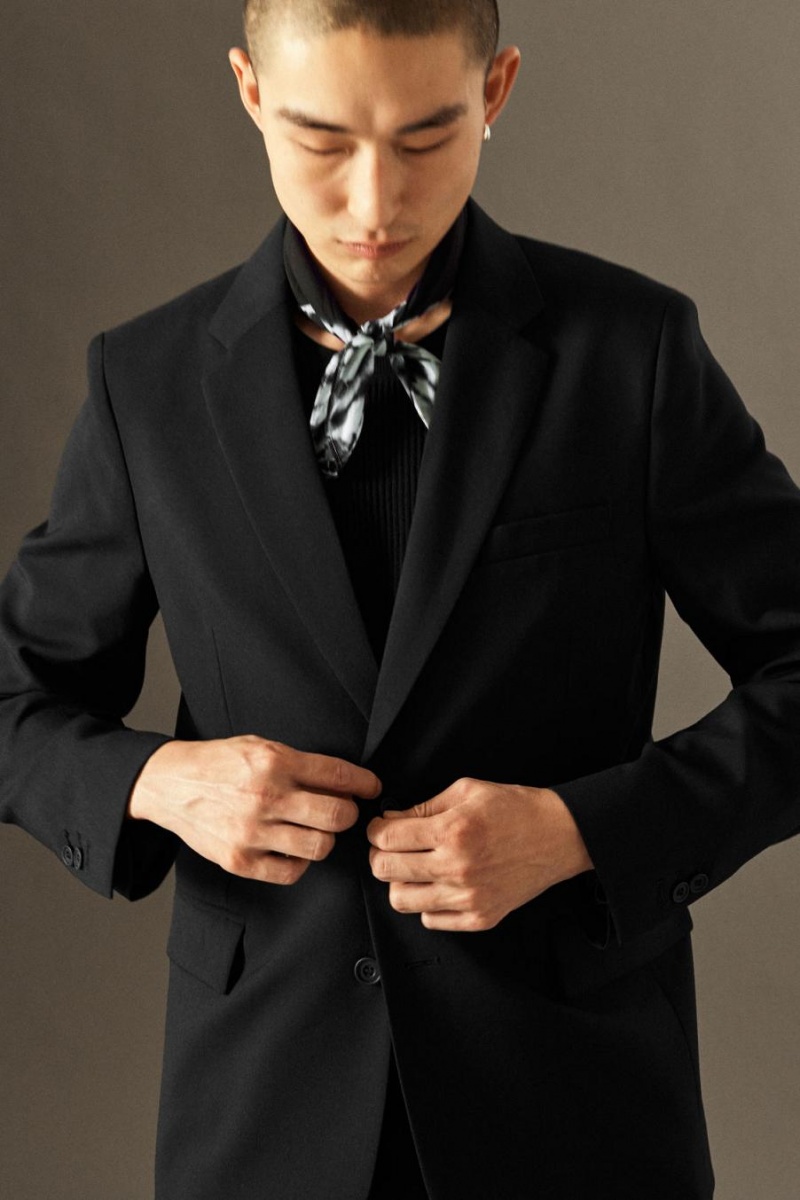 COS Tailored Gyapjú-flannel - Regular Blézer Férfi Fekete | AUG-371926