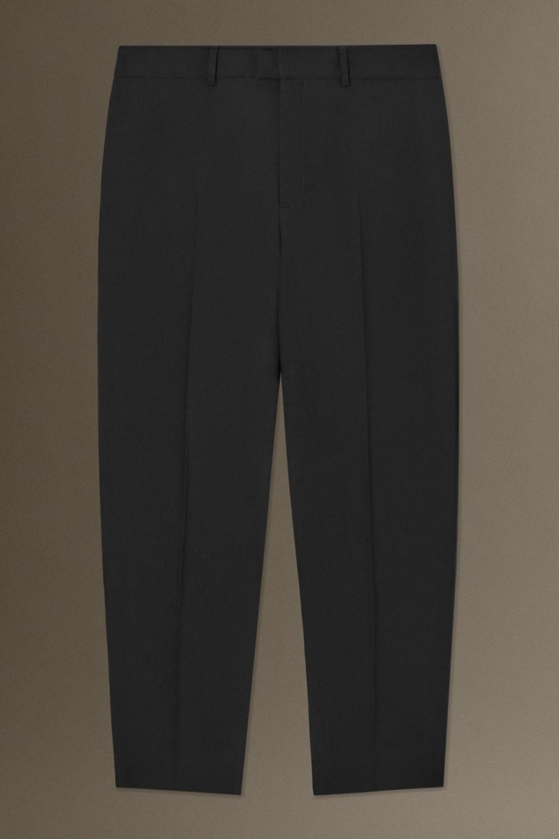 COS Tailored Gyapjú-hopsack - Egyenes Nadrág Férfi Fekete | CWE-941860