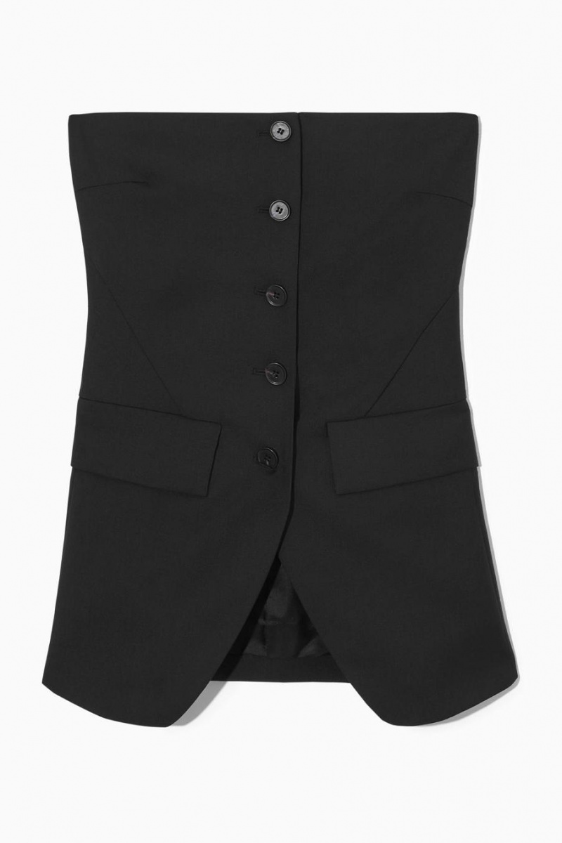 COS Tailored Single-breasted Bustier Női Fekete | DVZ-709263